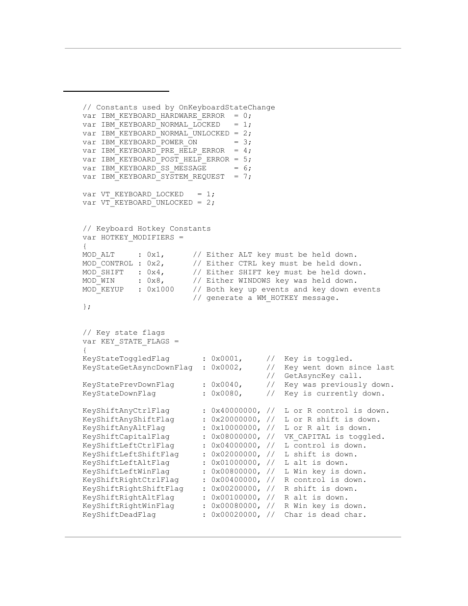 Keyboard constants | Casio Naurtech CETerm Ver.5.5 Scripting Guide User Manual | Page 146 / 164