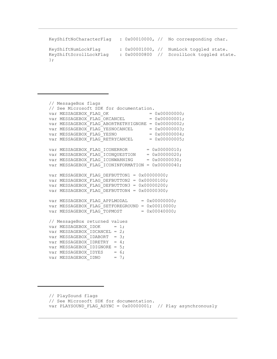 Messagebox constants, Playsound constants | Casio Naurtech CETerm Ver.5.5 Scripting Guide User Manual | Page 147 / 164