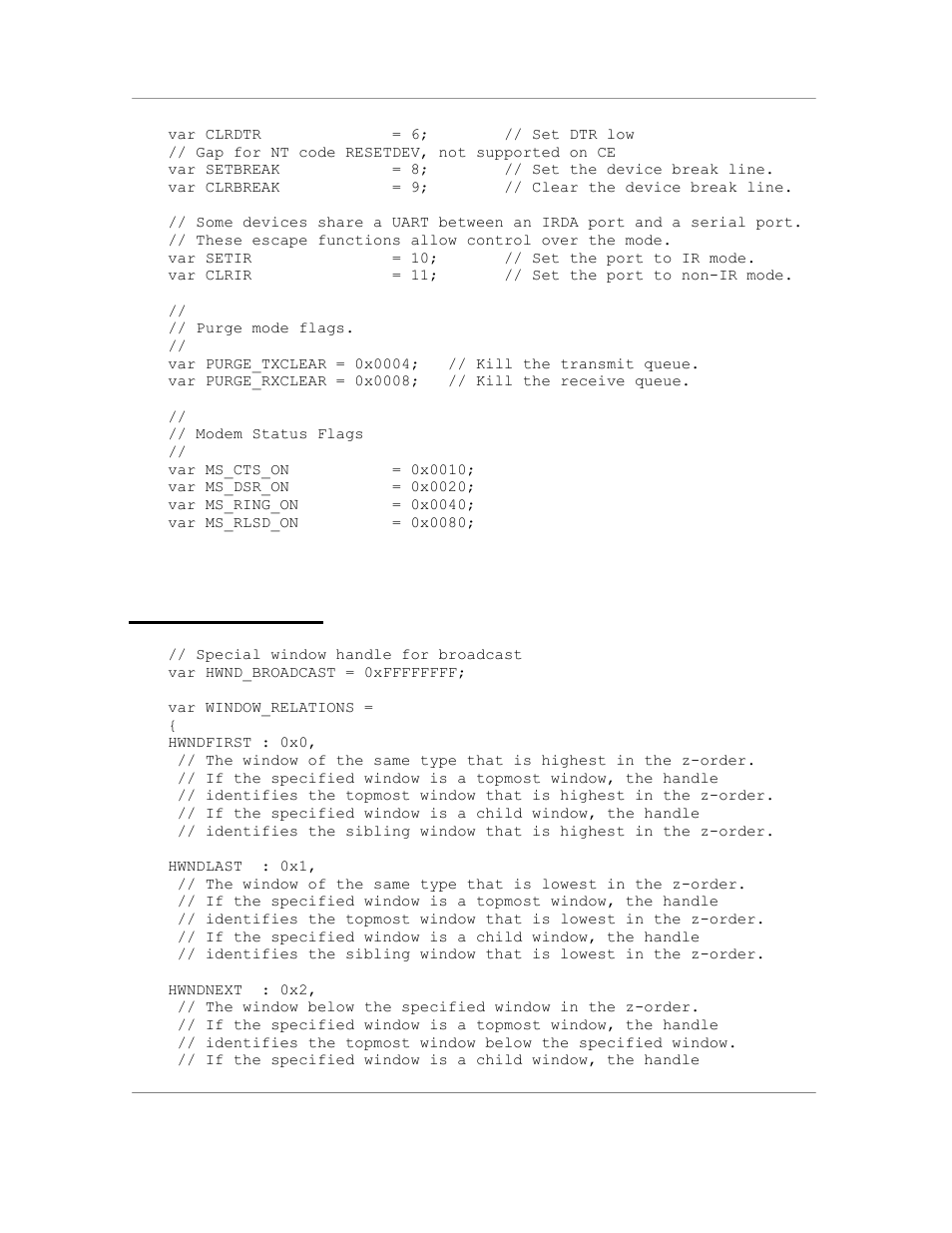Window constants | Casio Naurtech CETerm Ver.5.5 Scripting Guide User Manual | Page 151 / 164