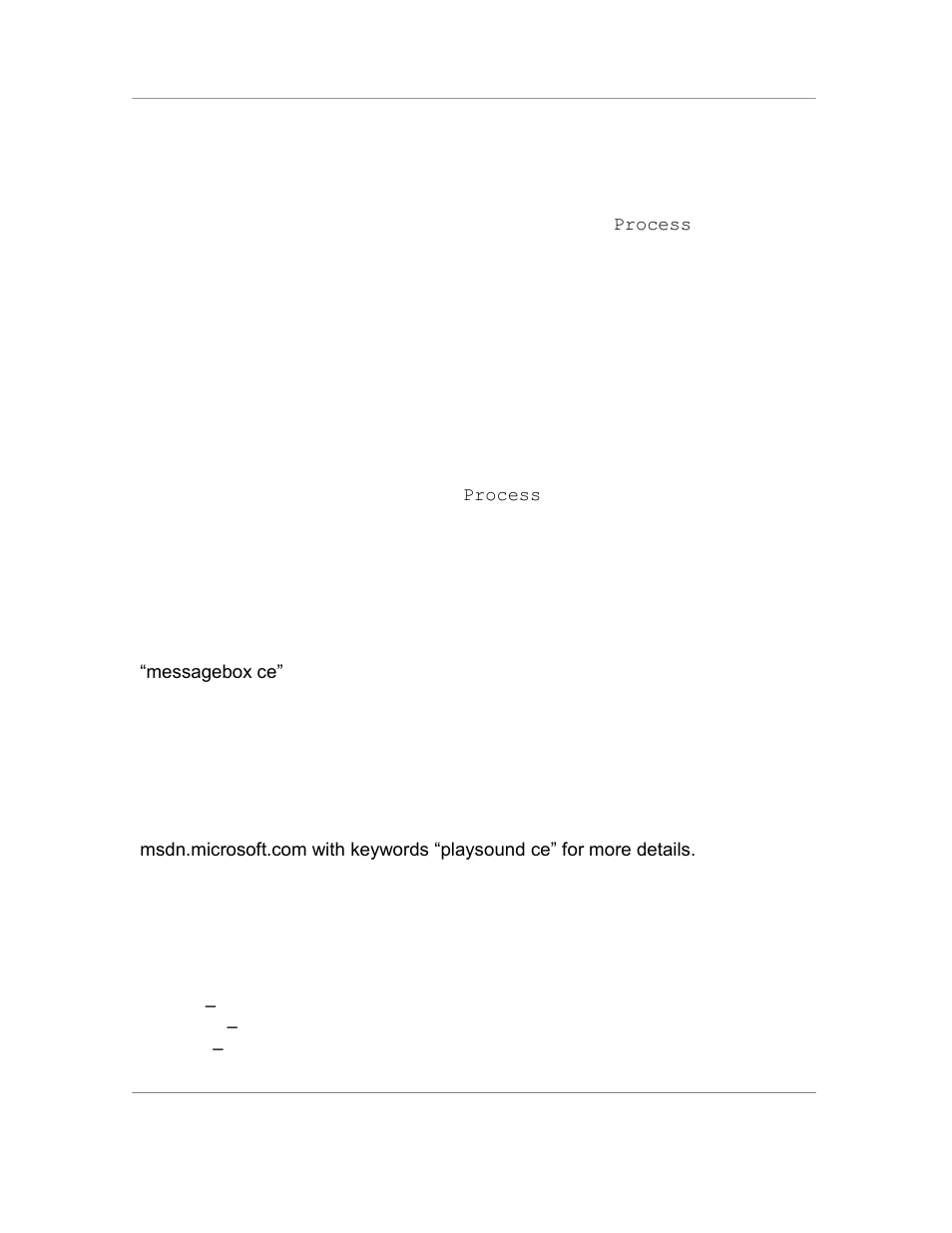Text = geterrormessage ( error ), Status = killprocess( processid ), Result = messagebox ( message, title, flags ) | Playsound ( sound, flags ), Playtone ( volume, frequency, duration ) | Casio Naurtech CETerm Ver.5.5 Scripting Guide User Manual | Page 34 / 164