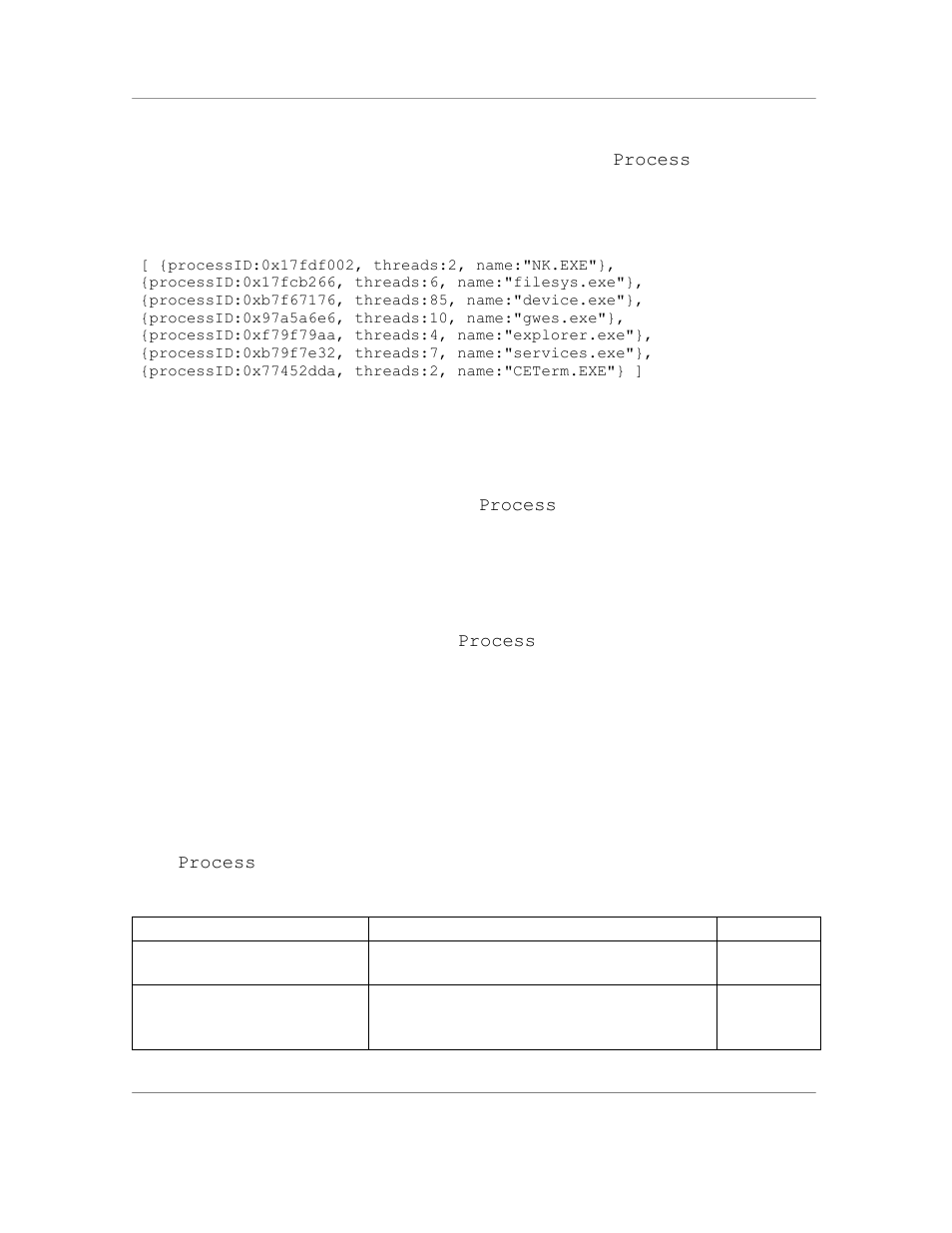 Properties, Status = kill ( processid ), Exitvalue = waitforexit ( processid, timeout ) | Property description values | Casio Naurtech CETerm Ver.5.5 Scripting Guide User Manual | Page 64 / 164