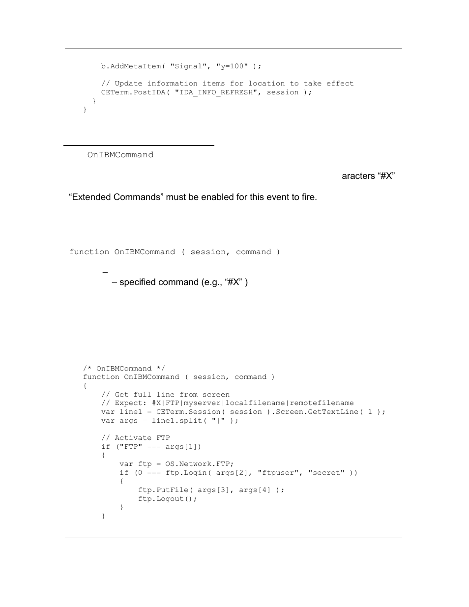 3 the onibmcommand event, Syntax, Example | Ibmc | Casio Naurtech CETerm Ver.5.5 Scripting Guide User Manual | Page 85 / 164