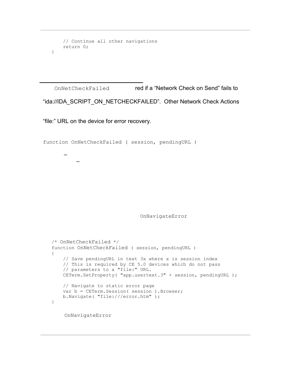 7 the onnetcheckfailed event, Syntax, Example | Casio Naurtech CETerm Ver.5.5 Scripting Guide User Manual | Page 90 / 164