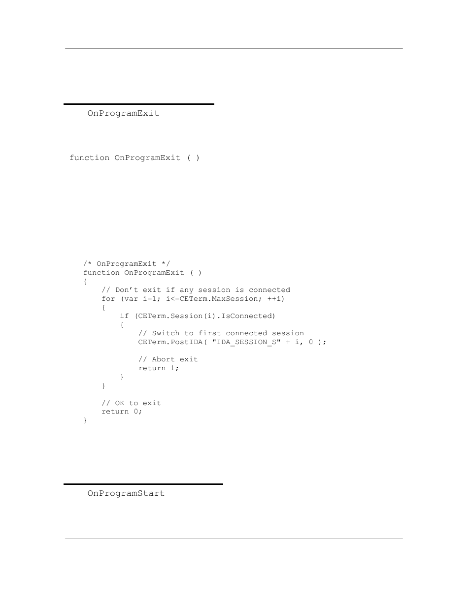8 the onprogramexit event, Syntax, Example | 9 the onprogramstart event | Casio Naurtech CETerm Ver.5.5 Scripting Guide User Manual | Page 91 / 164
