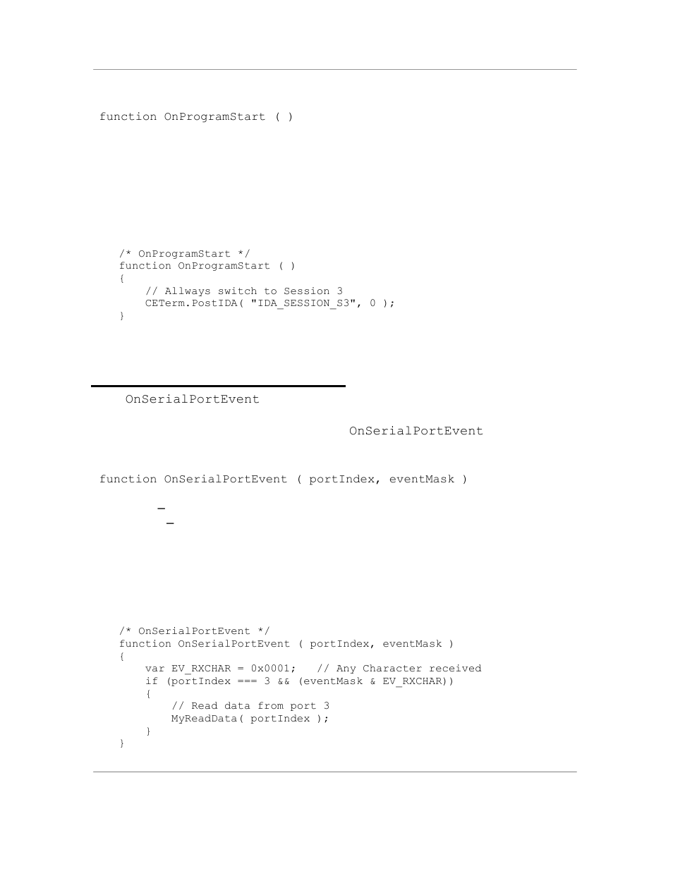 Syntax, Example, 10 the onserialportevent event | Casio Naurtech CETerm Ver.5.5 Scripting Guide User Manual | Page 92 / 164