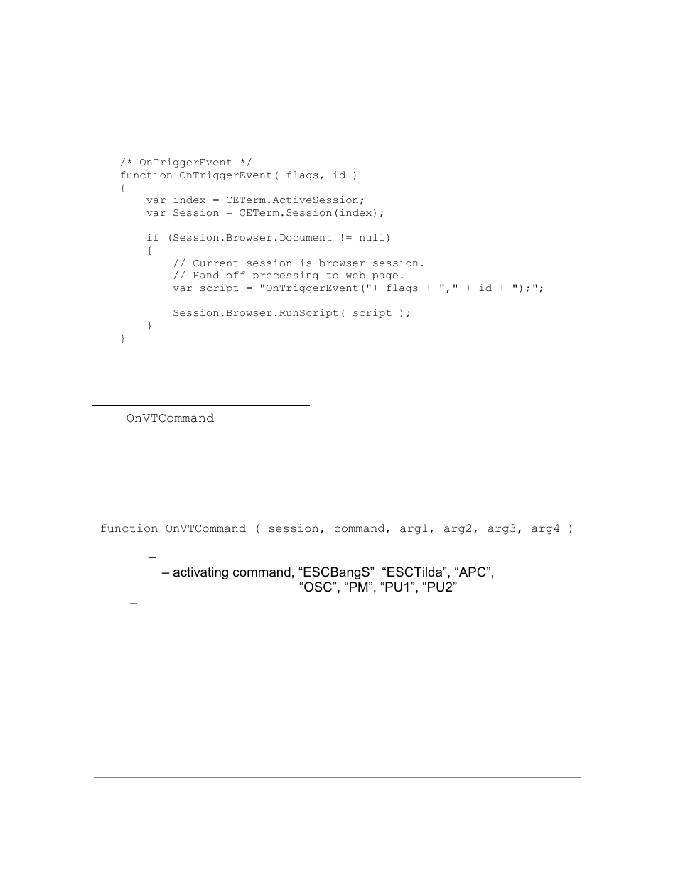 Example, 18 the onvtcommand event, Syntax | Casio Naurtech CETerm Ver.5.5 Scripting Guide User Manual | Page 98 / 164