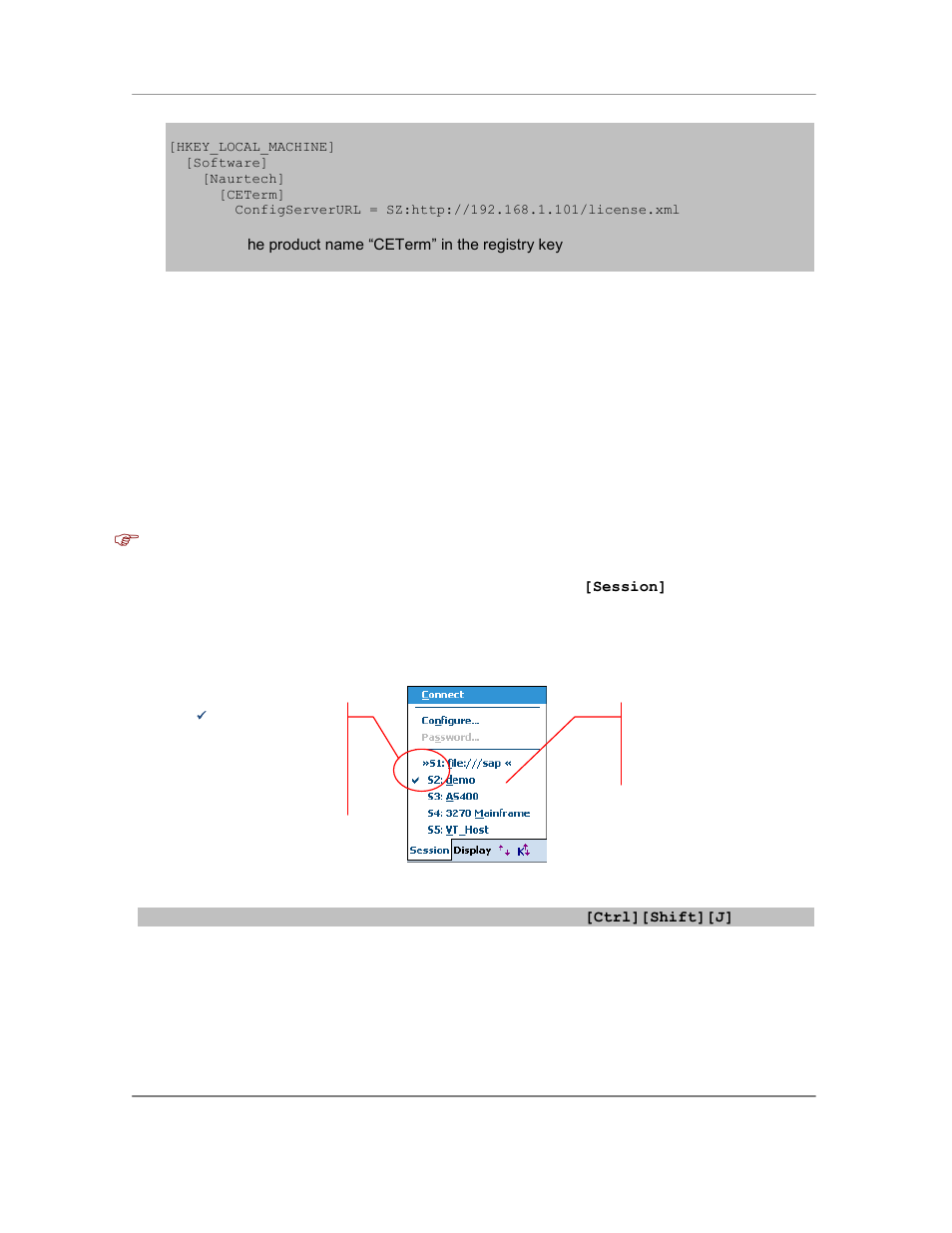 Session interaction, Multiple sessions, Password protection | Casio Naurtech CETerm Ver.5.5 User Manual User Manual | Page 104 / 160