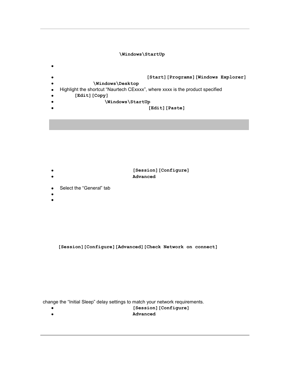 Auto-launch when device boots, Auto-start a host session, Network check on connect | Casio Naurtech CETerm Ver.5.5 User Manual User Manual | Page 106 / 160