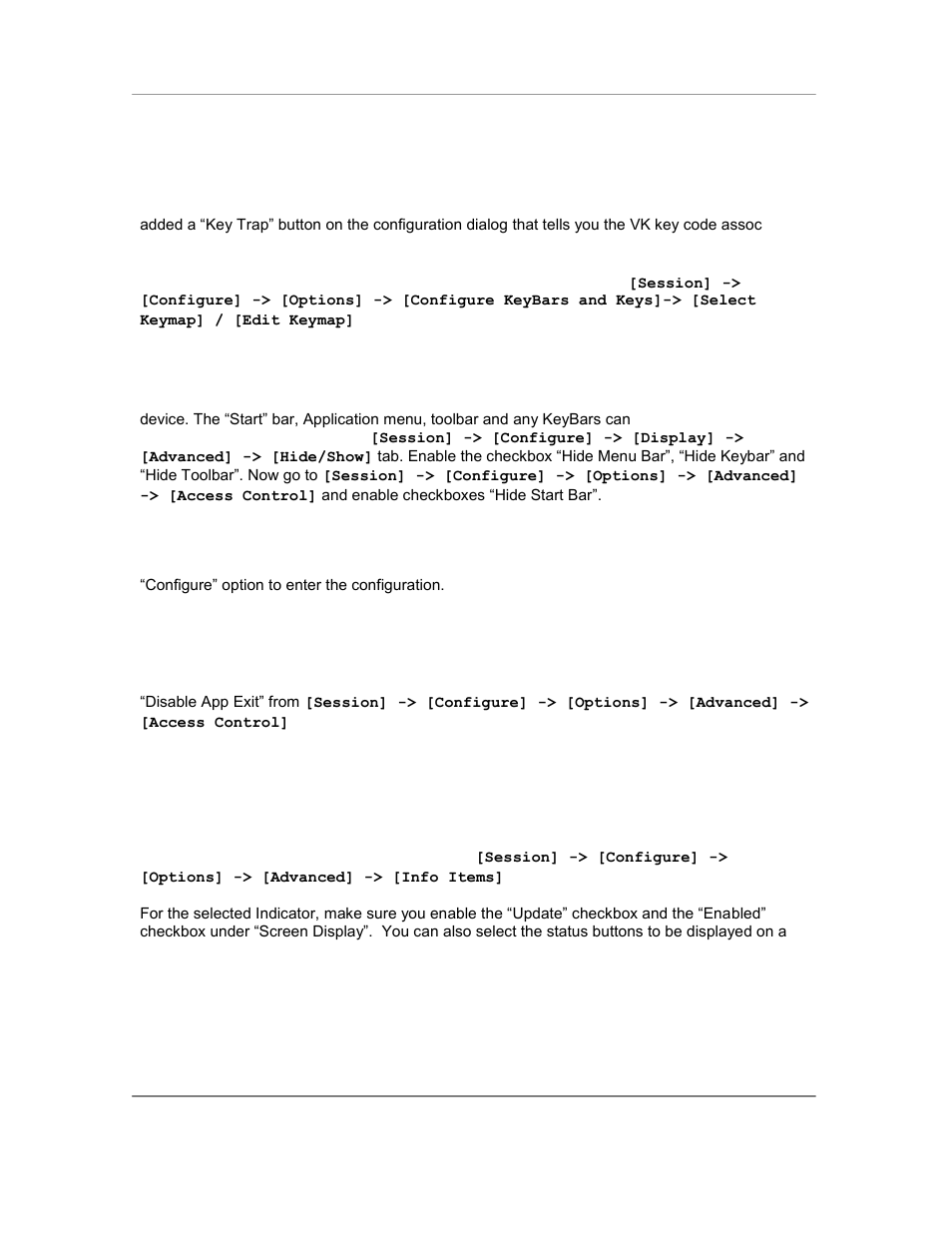 Configure full screen mode, Lock down the device, Display indicators | Casio Naurtech CETerm Ver.5.5 User Manual User Manual | Page 25 / 160
