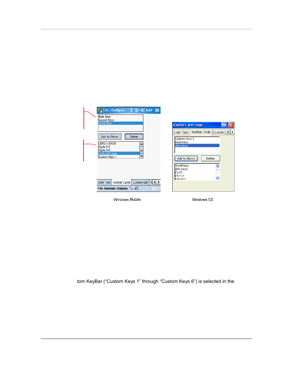 Keybar cycle, Custom bar | Casio Naurtech CETerm Ver.5.5 User Manual User Manual | Page 83 / 160