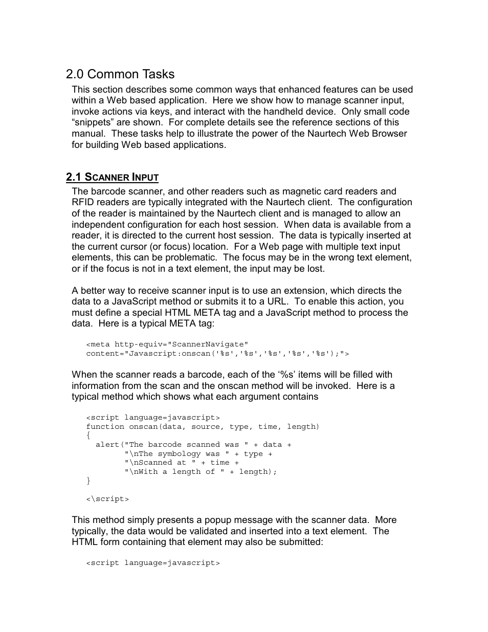 0 common tasks, 1 scanner input | Casio Naurtech CETerm Ver.5.1 Web Browser Programming Manual User Manual | Page 10 / 79