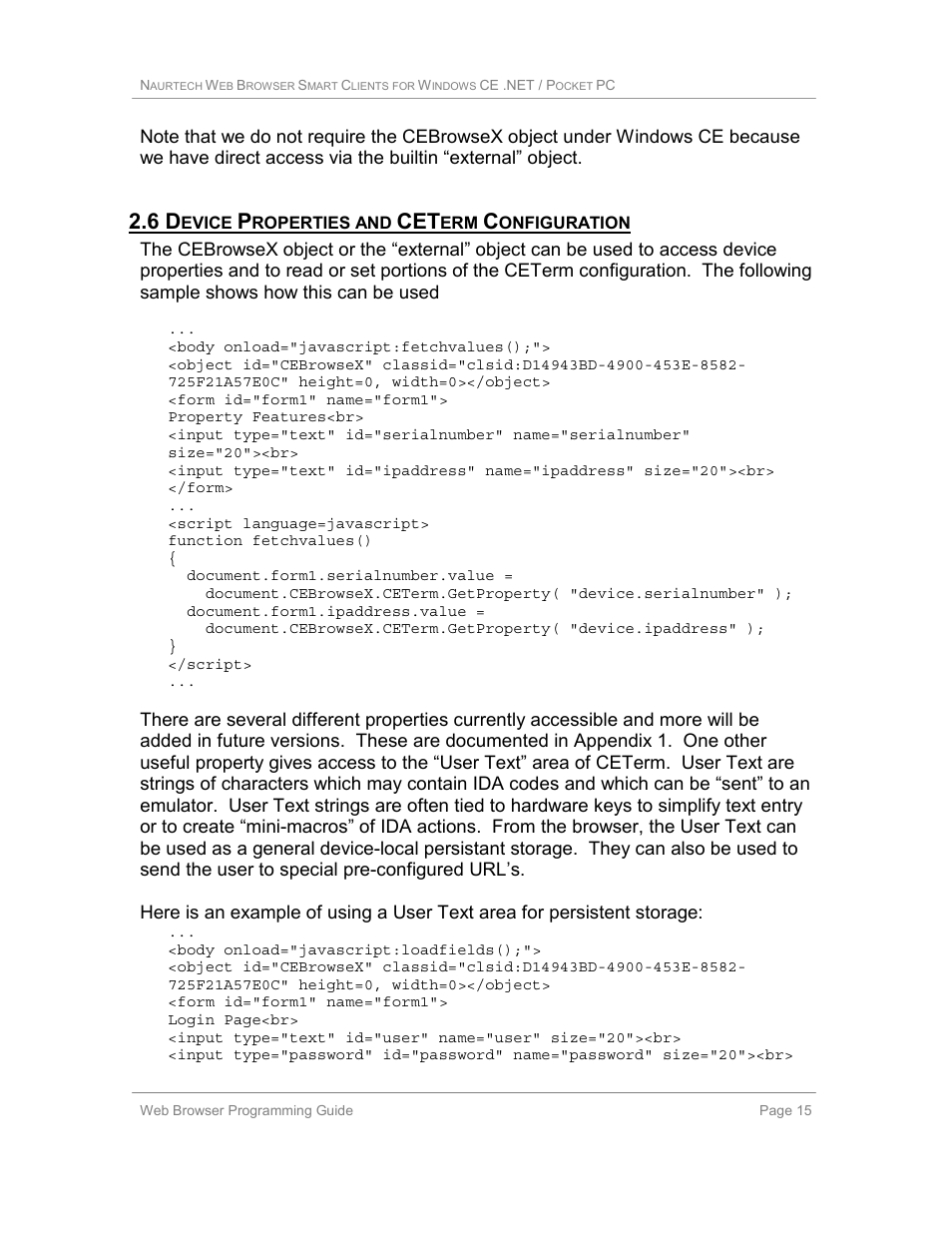 6 device properties and ceterm configuration | Casio Naurtech CETerm Ver.5.1 Web Browser Programming Manual User Manual | Page 15 / 79