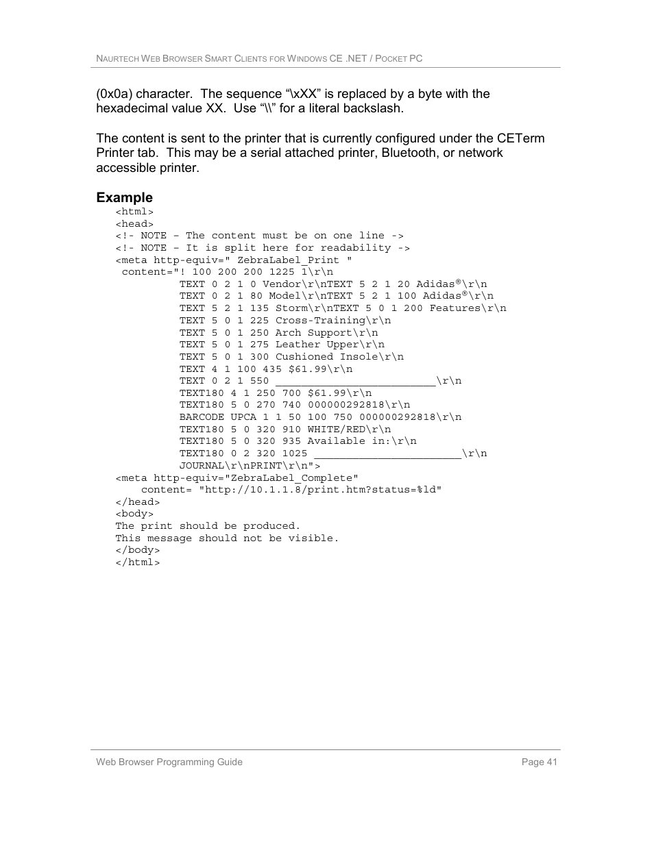 Example | Casio Naurtech CETerm Ver.5.1 Web Browser Programming Manual User Manual | Page 41 / 79