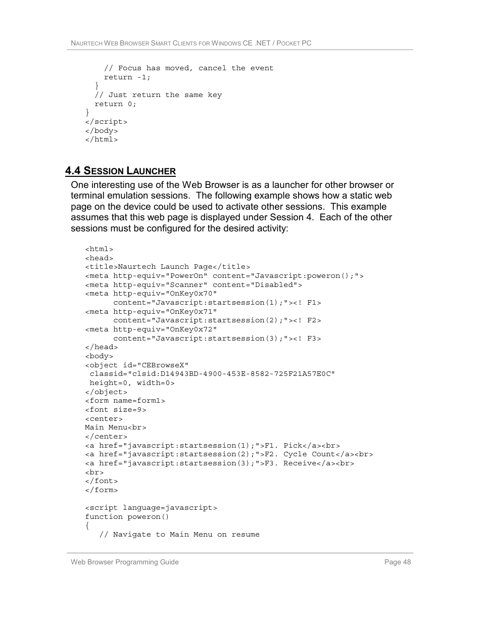 4 session launcher | Casio Naurtech CETerm Ver.5.1 Web Browser Programming Manual User Manual | Page 48 / 79