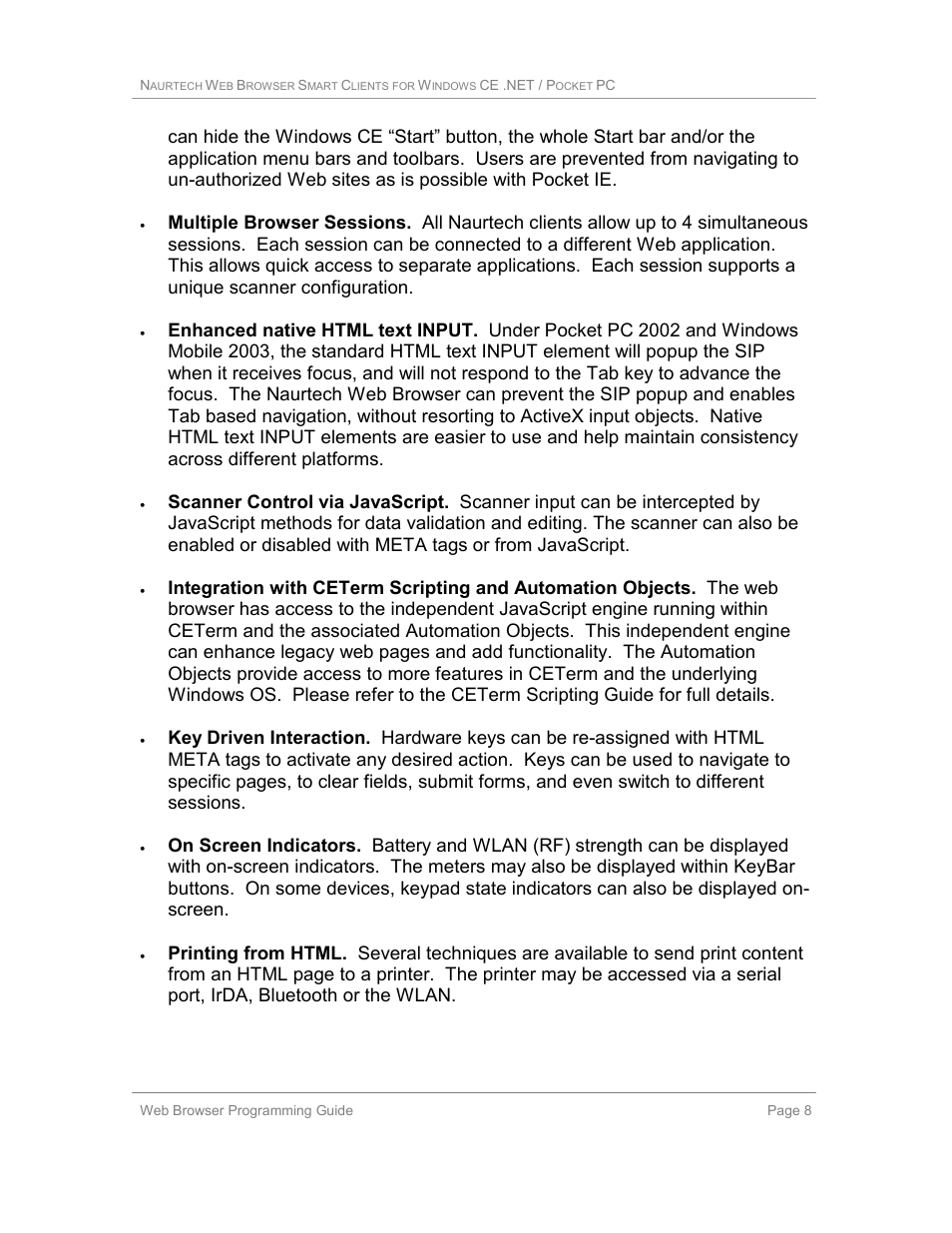 Casio Naurtech CETerm Ver.5.1 Web Browser Programming Manual User Manual | Page 8 / 79