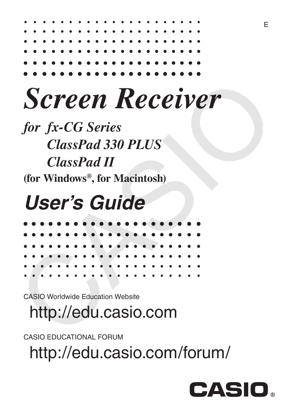 Casio fx-CG Series Screen Receiver User Manual | 29 pages