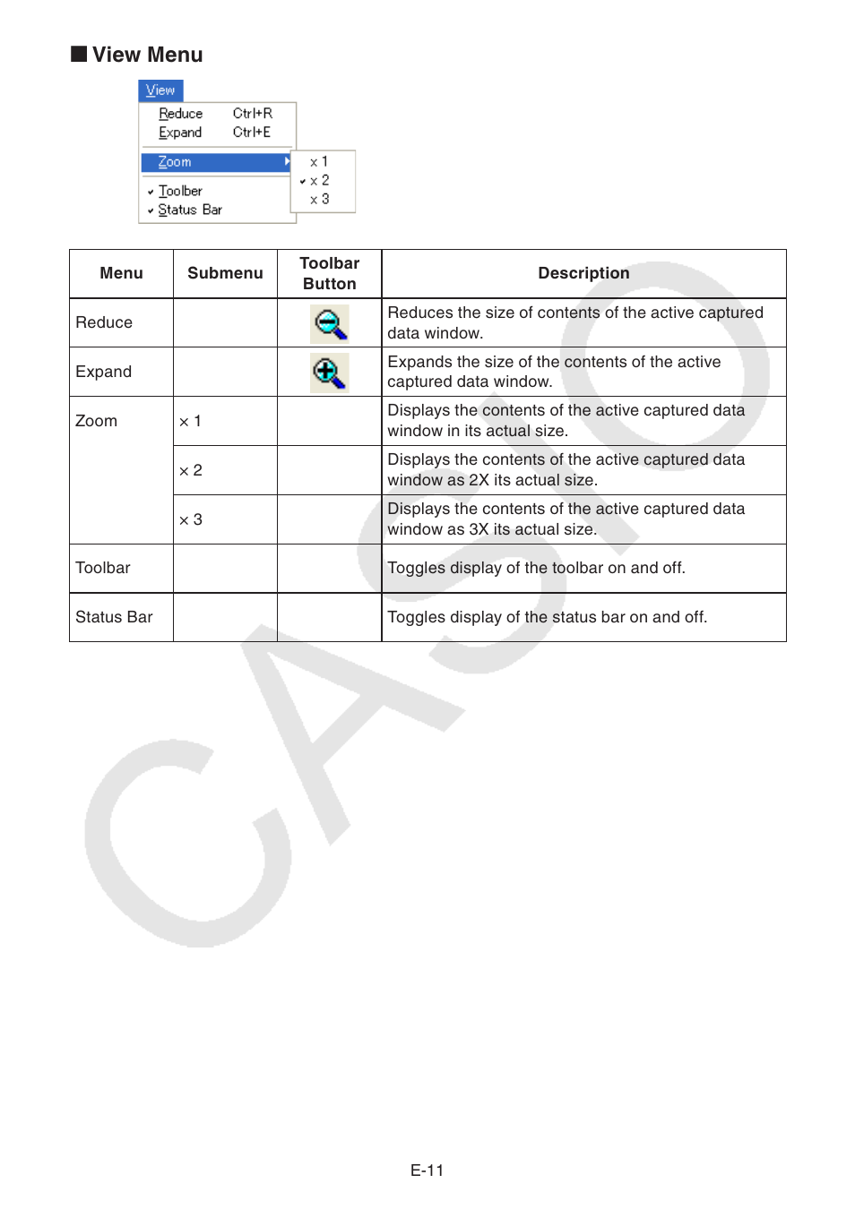 View menu k | Casio fx-CG Series Screen Receiver User Manual | Page 12 / 29