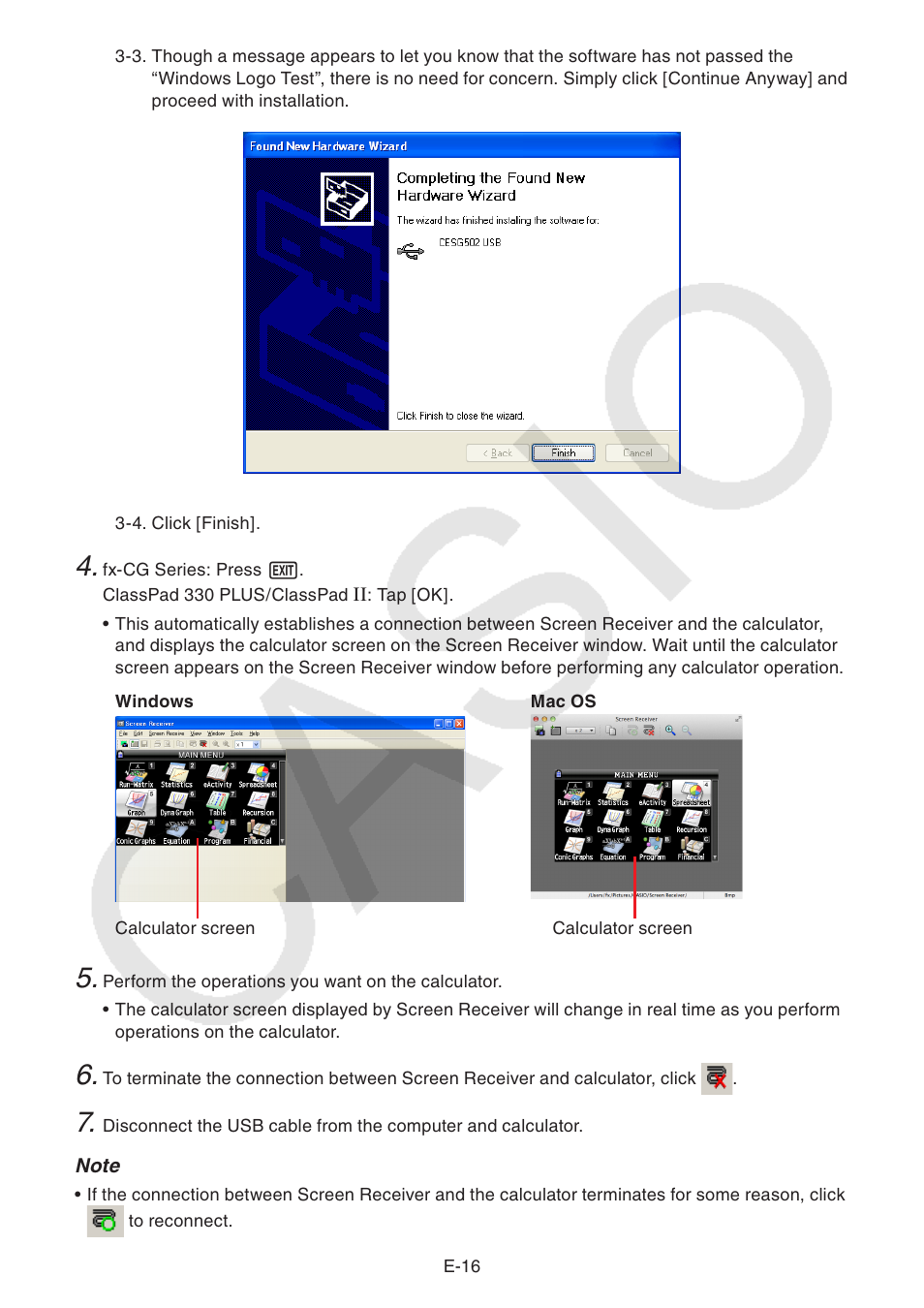 Casio fx-CG Series Screen Receiver User Manual | Page 17 / 29