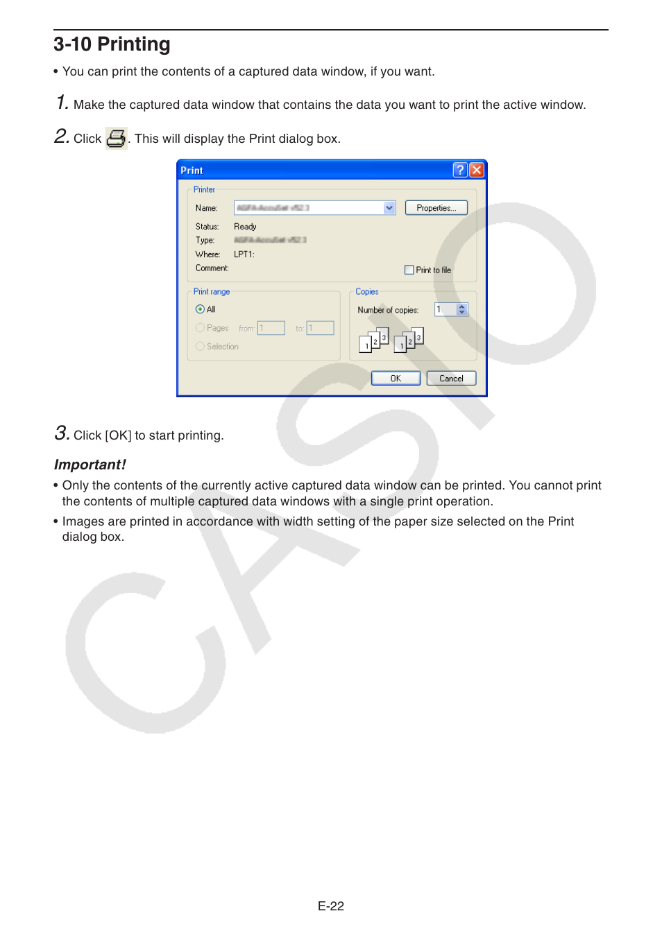 10 printing | Casio fx-CG Series Screen Receiver User Manual | Page 23 / 29