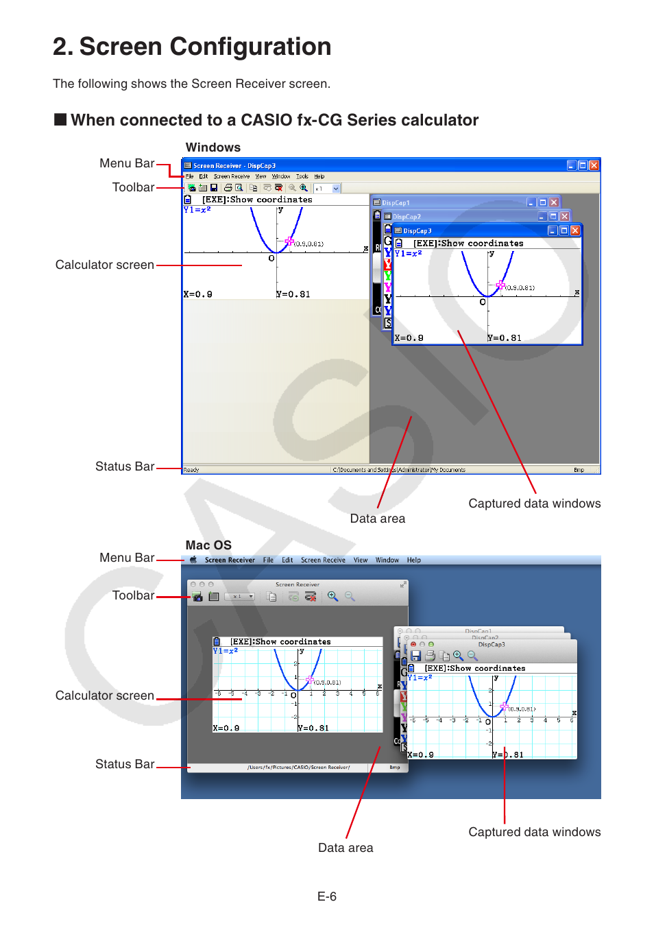 Screen configuration, Screen, Configuration | Casio fx-CG Series Screen Receiver User Manual | Page 7 / 29