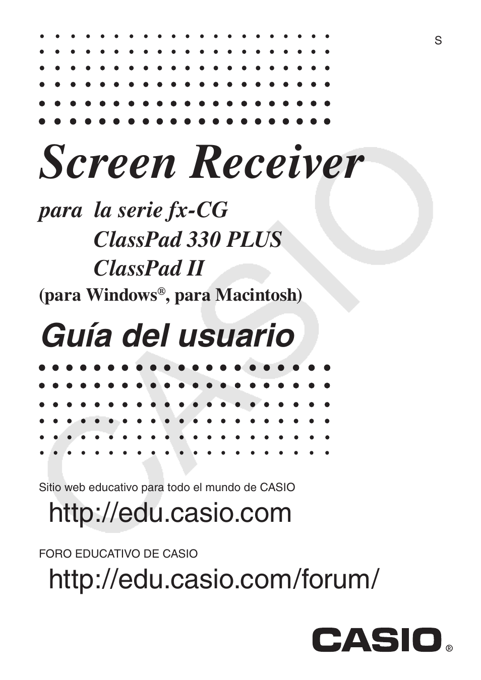 Casio Screen Receiver User Manual | 29 pages