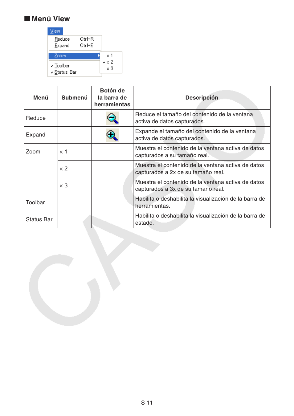 Menú view k | Casio Screen Receiver User Manual | Page 12 / 29
