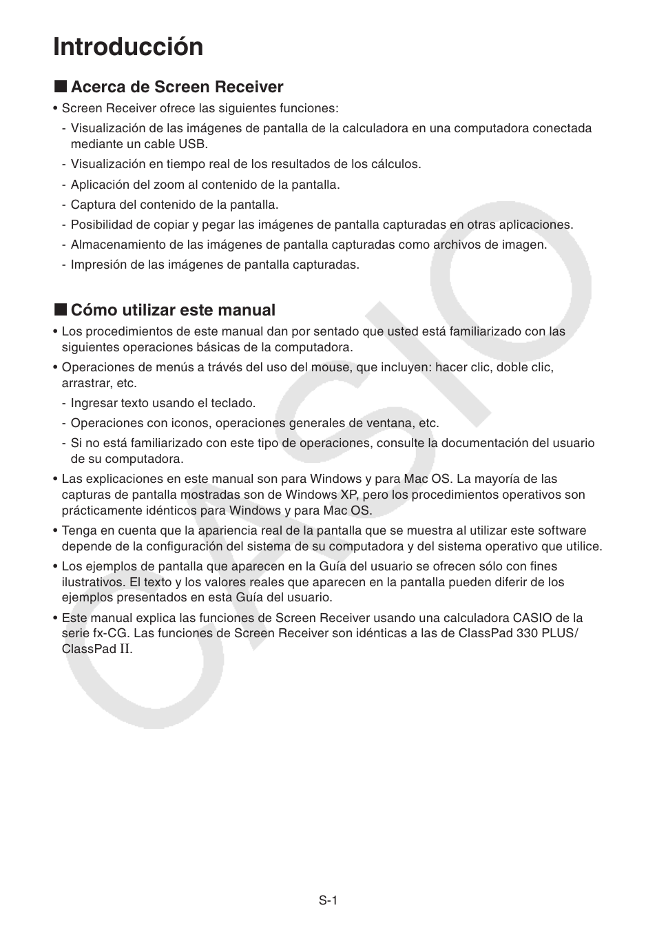 Introducción, Acerca de screen receiver k, Cómo utilizar este manual k | Casio Screen Receiver User Manual | Page 2 / 29