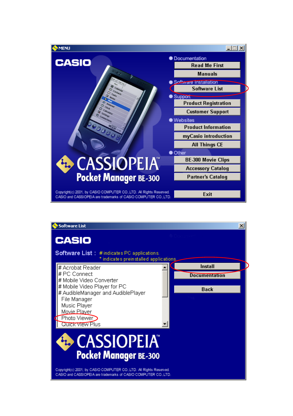 Casio BE-300 Viewing Photographs on CASSIOPEIA User Manual | Page 3 / 10