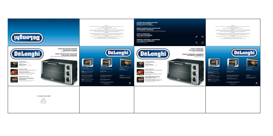 DeLonghi Convection Toaster Oven with Broiler and Rotisserie User Manual | 1 page