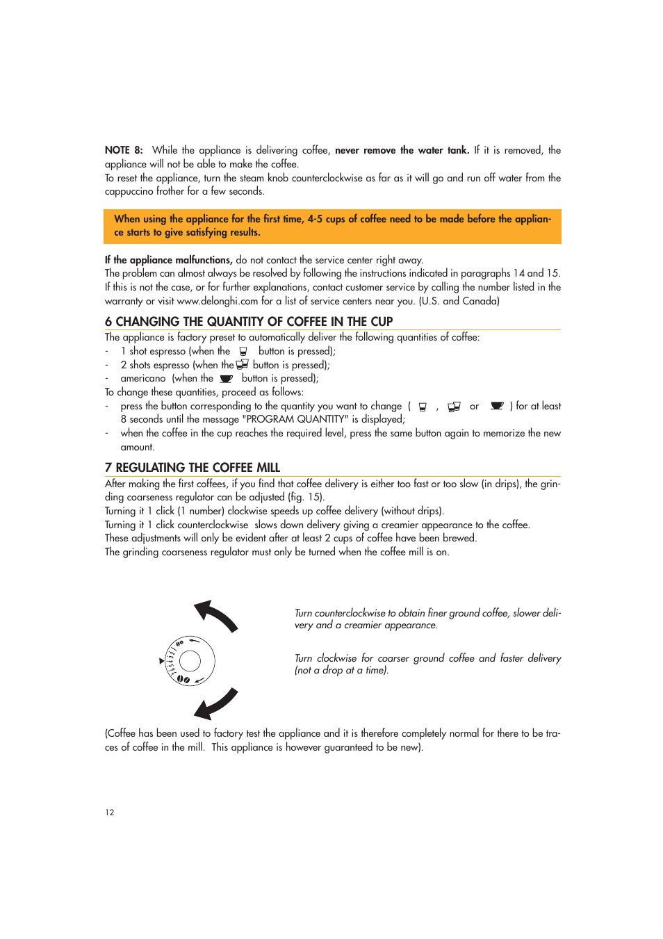 DeLonghi EAM3400 User Manual | Page 12 / 24