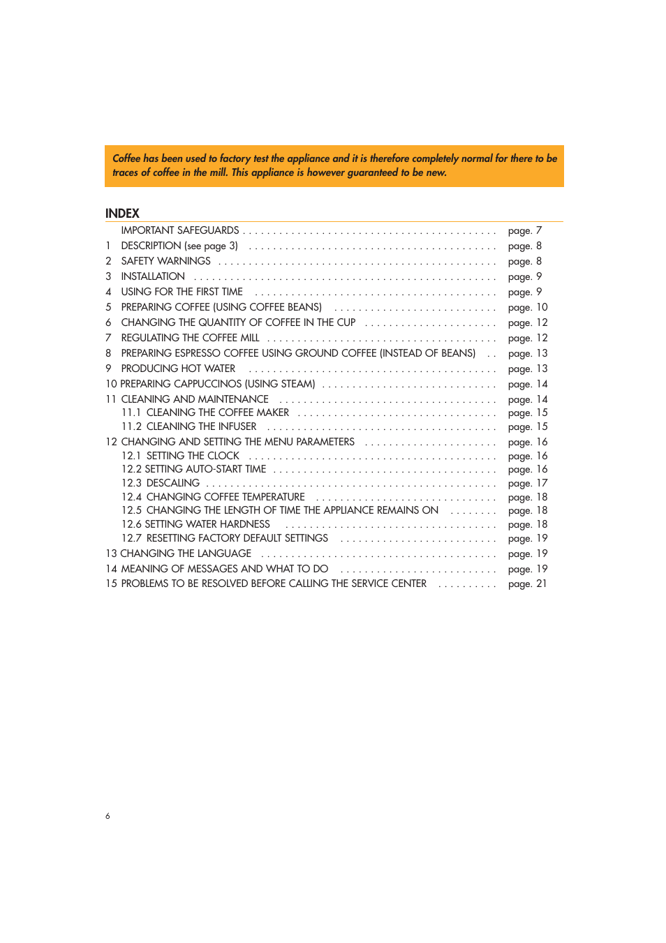 DeLonghi EAM3400 User Manual | Page 6 / 24