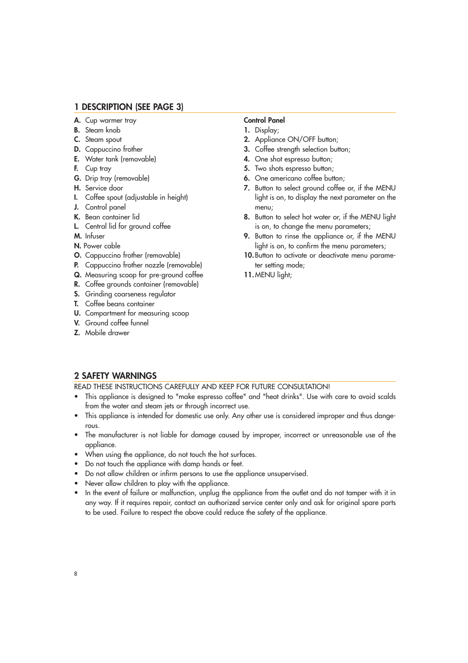 DeLonghi EAM3400 User Manual | Page 8 / 24