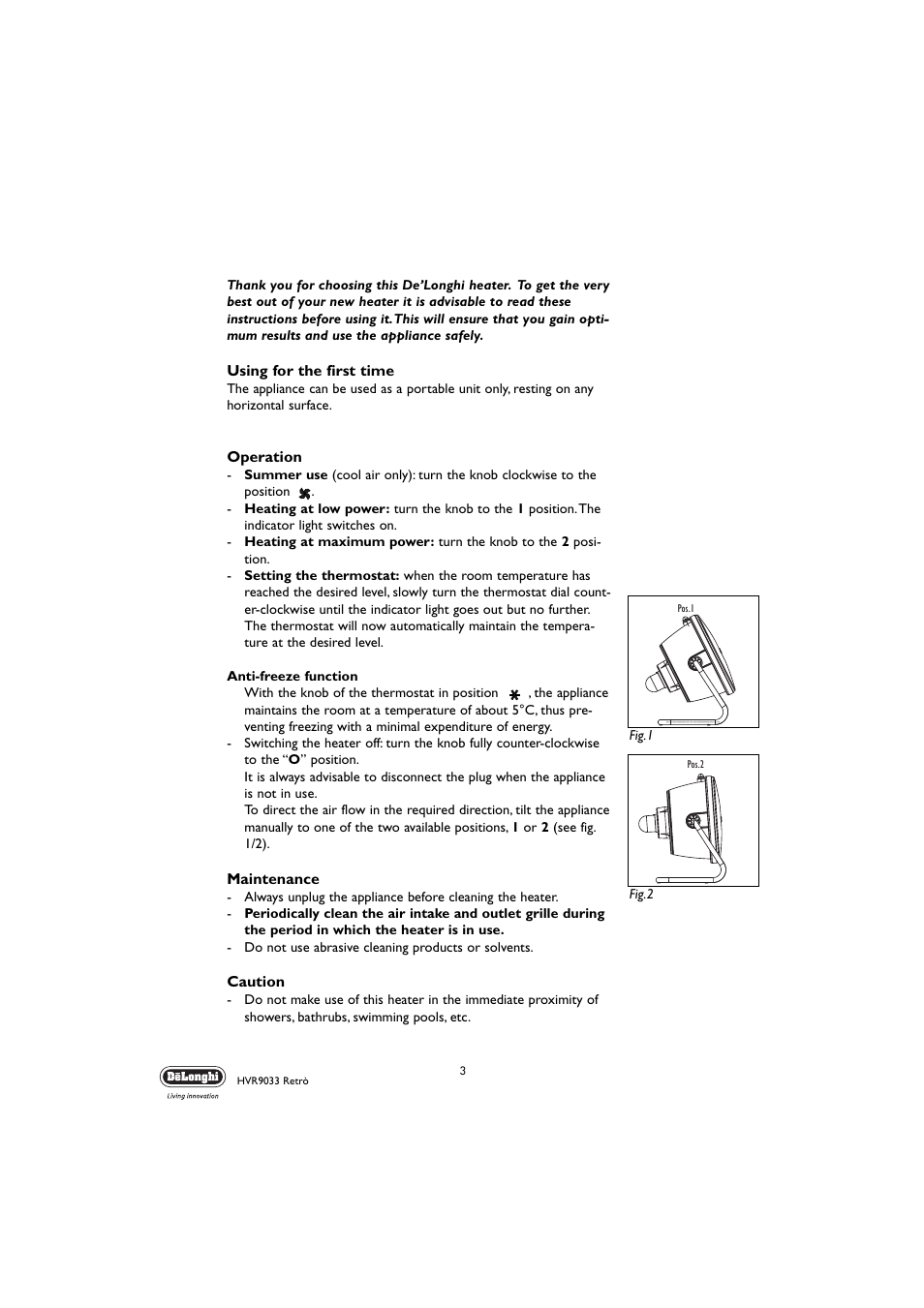 DeLonghi HVR 9033 Retr User Manual | Page 3 / 6
