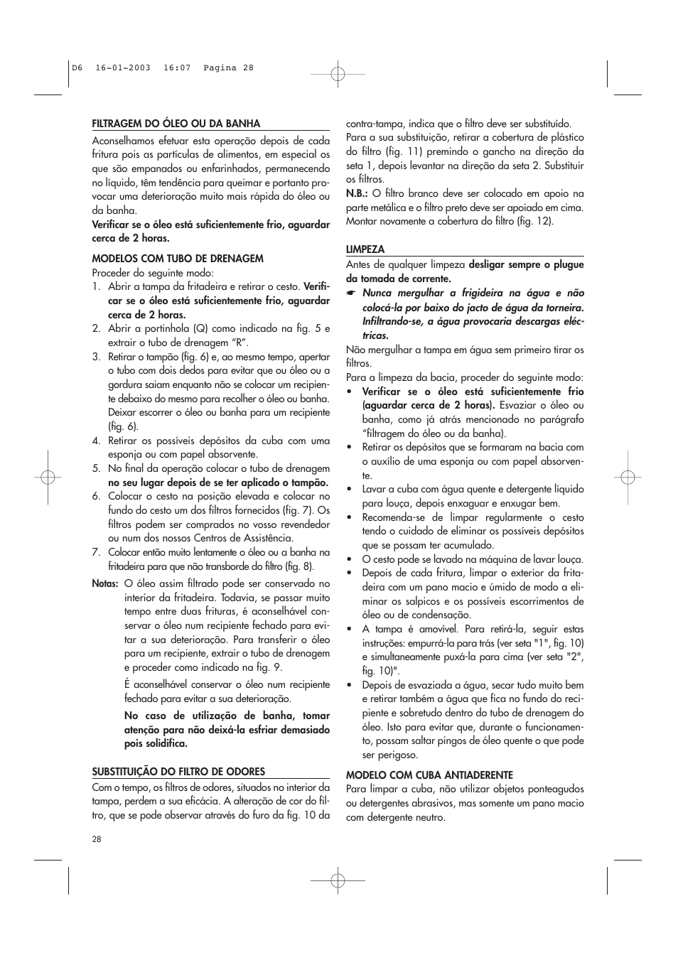 DeLonghi Electric Deep Dryer User Manual | Page 28 / 31