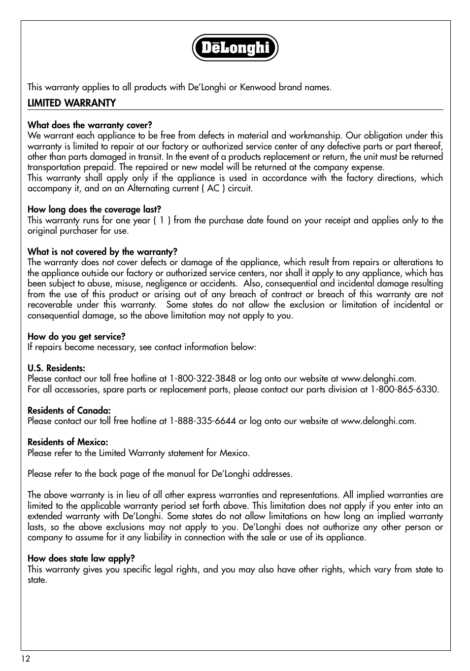 DeLonghi EC155 User Manual | Page 11 / 12
