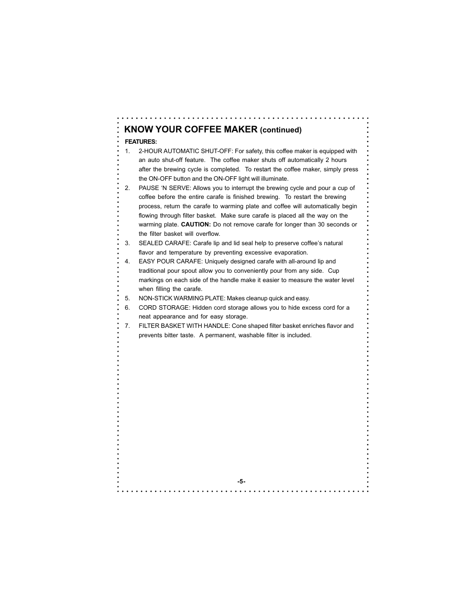 Know your coffee maker | DeLonghi DC500 User Manual | Page 5 / 38