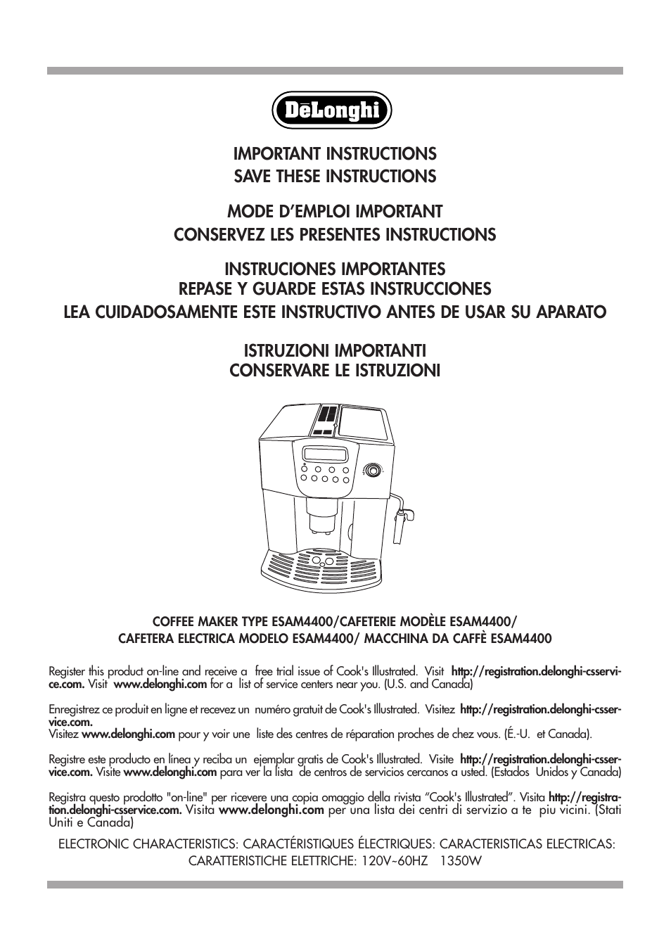 DeLonghi ESAM4400 User Manual | Page 2 / 79