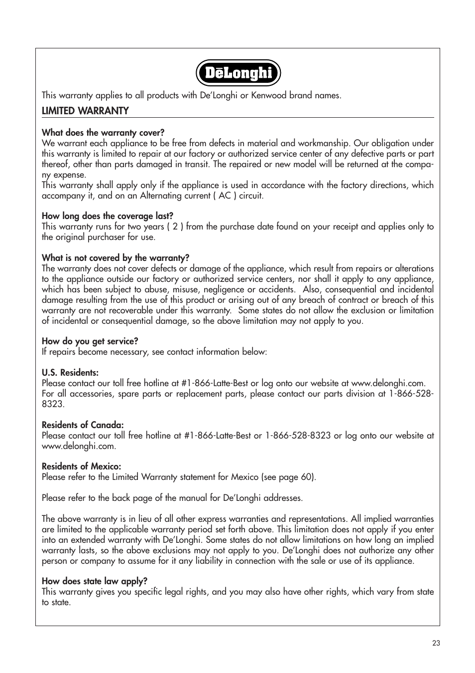 DeLonghi ESAM4400 User Manual | Page 24 / 79