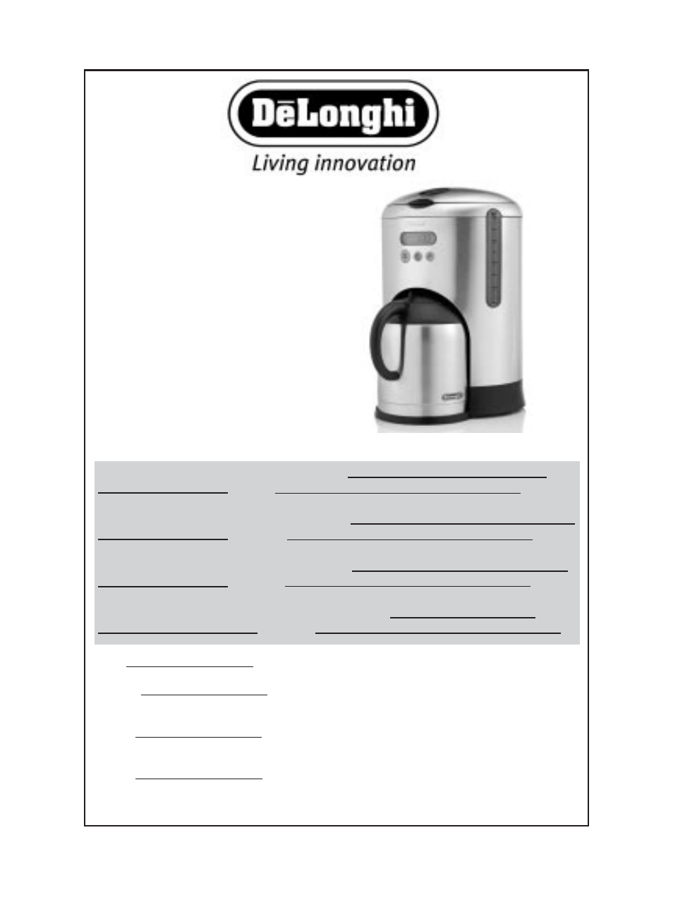 DeLonghi DCM485 User Manual | 47 pages