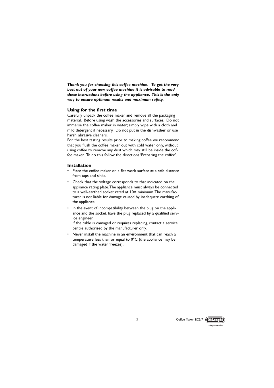 DeLonghi EC5 User Manual | Page 3 / 11