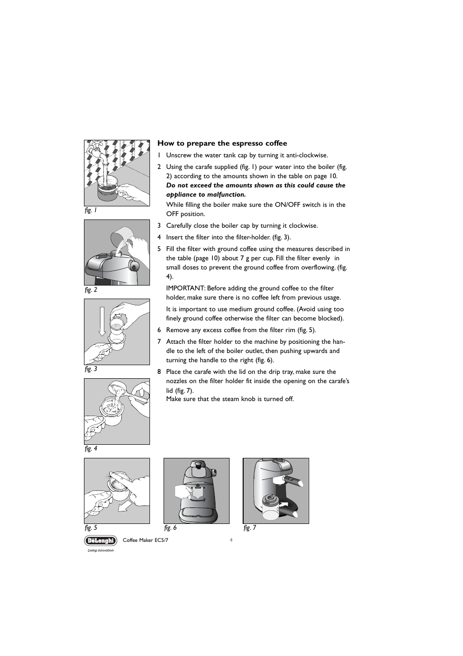 DeLonghi EC5 User Manual | Page 4 / 11