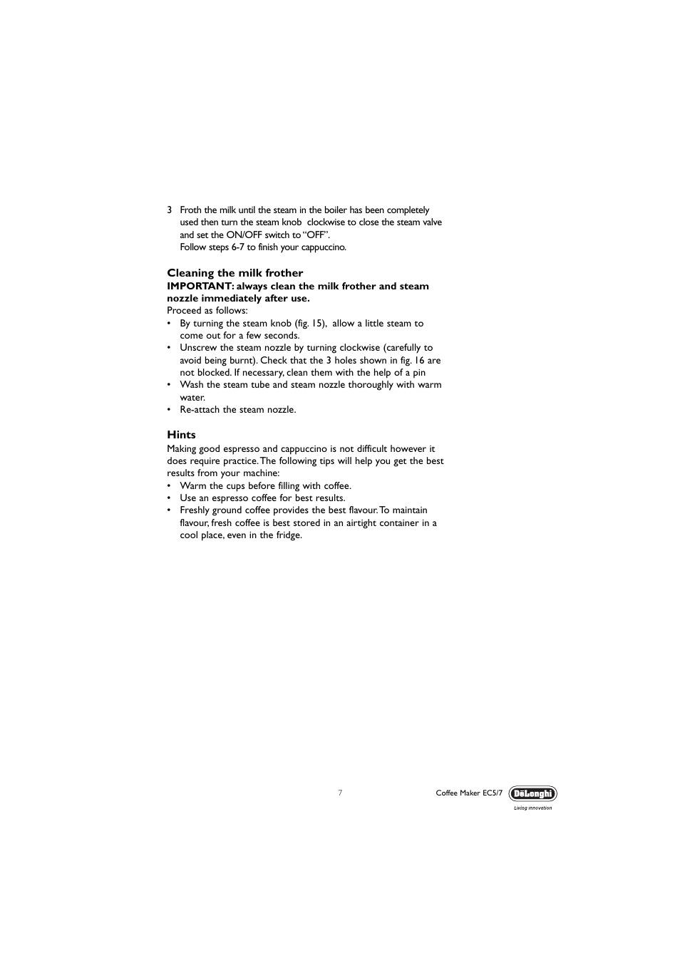 DeLonghi EC5 User Manual | Page 7 / 11