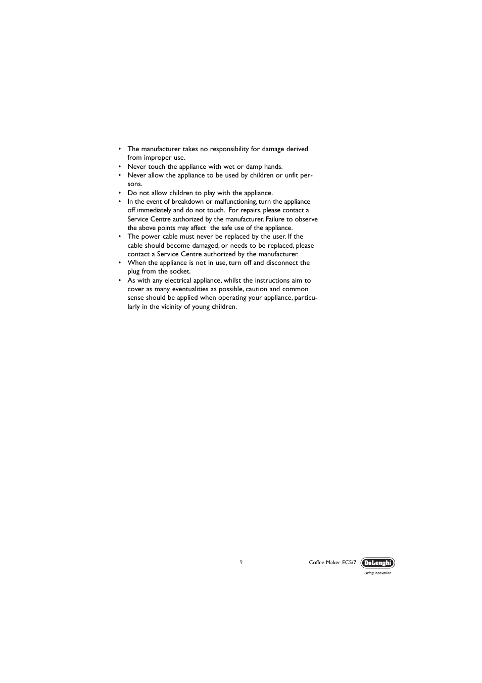DeLonghi EC5 User Manual | Page 9 / 11