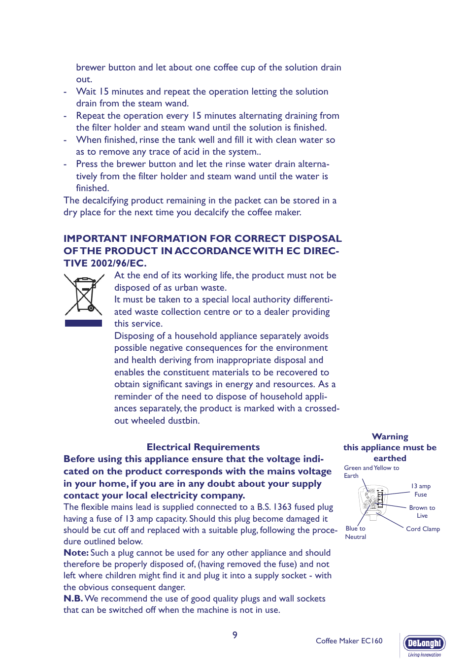DeLonghi EC160 User Manual | Page 9 / 11