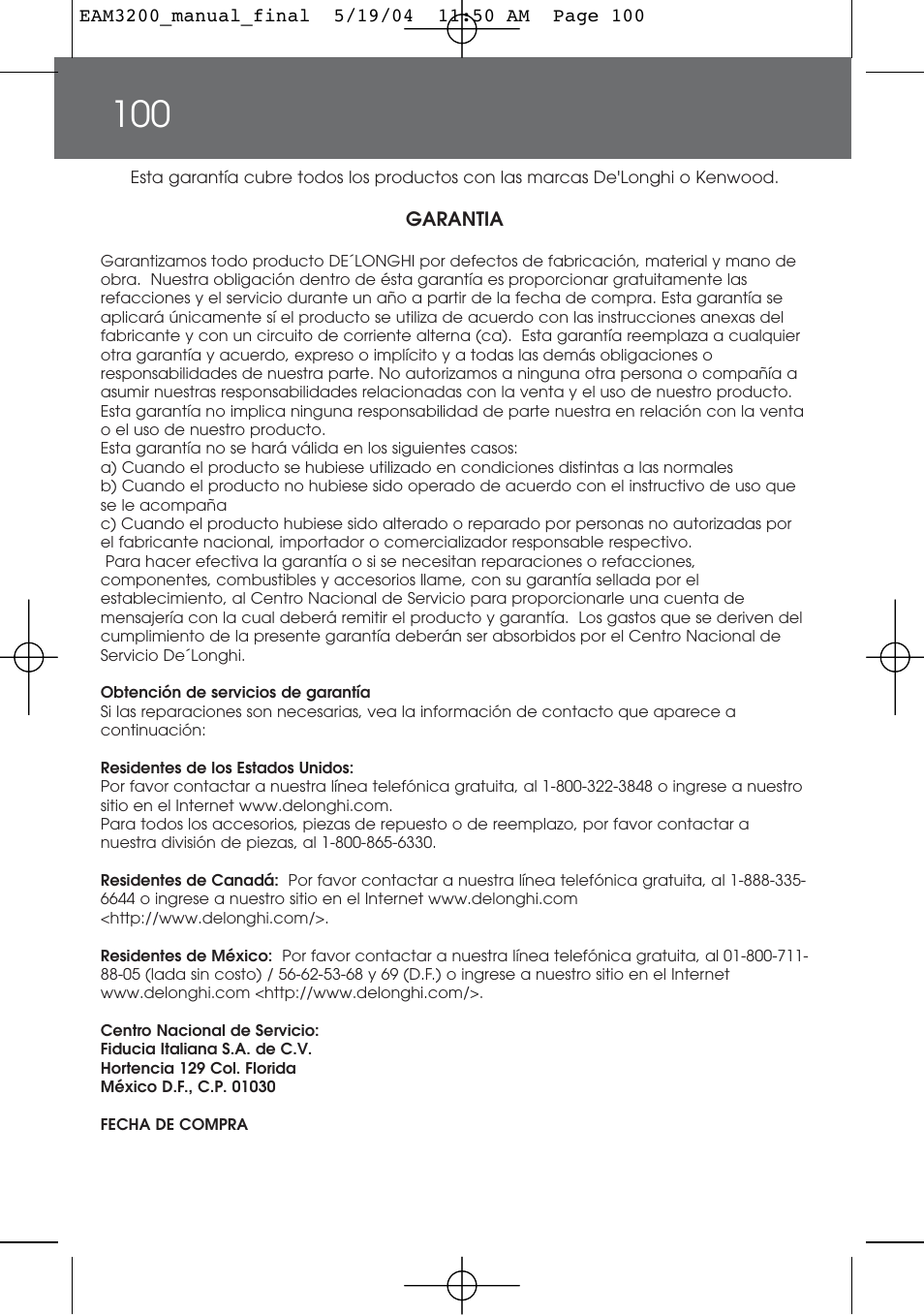 DeLonghi EAM3200 User Manual | Page 100 / 136