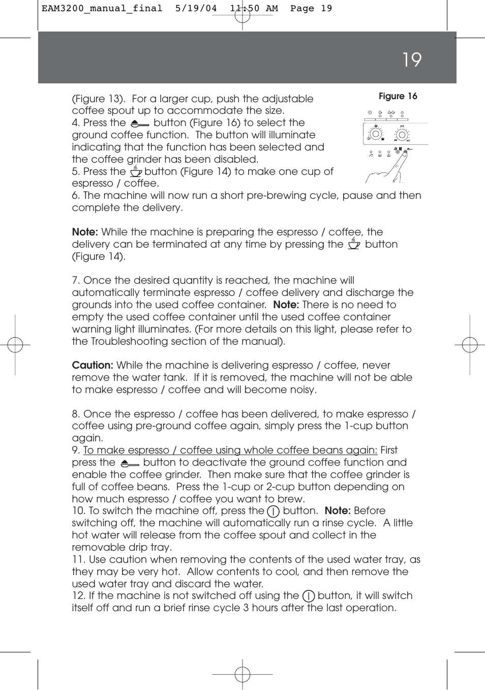 DeLonghi EAM3200 User Manual | Page 19 / 136