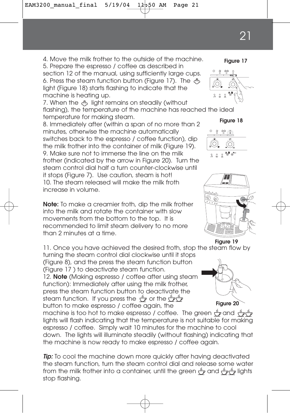 DeLonghi EAM3200 User Manual | Page 21 / 136