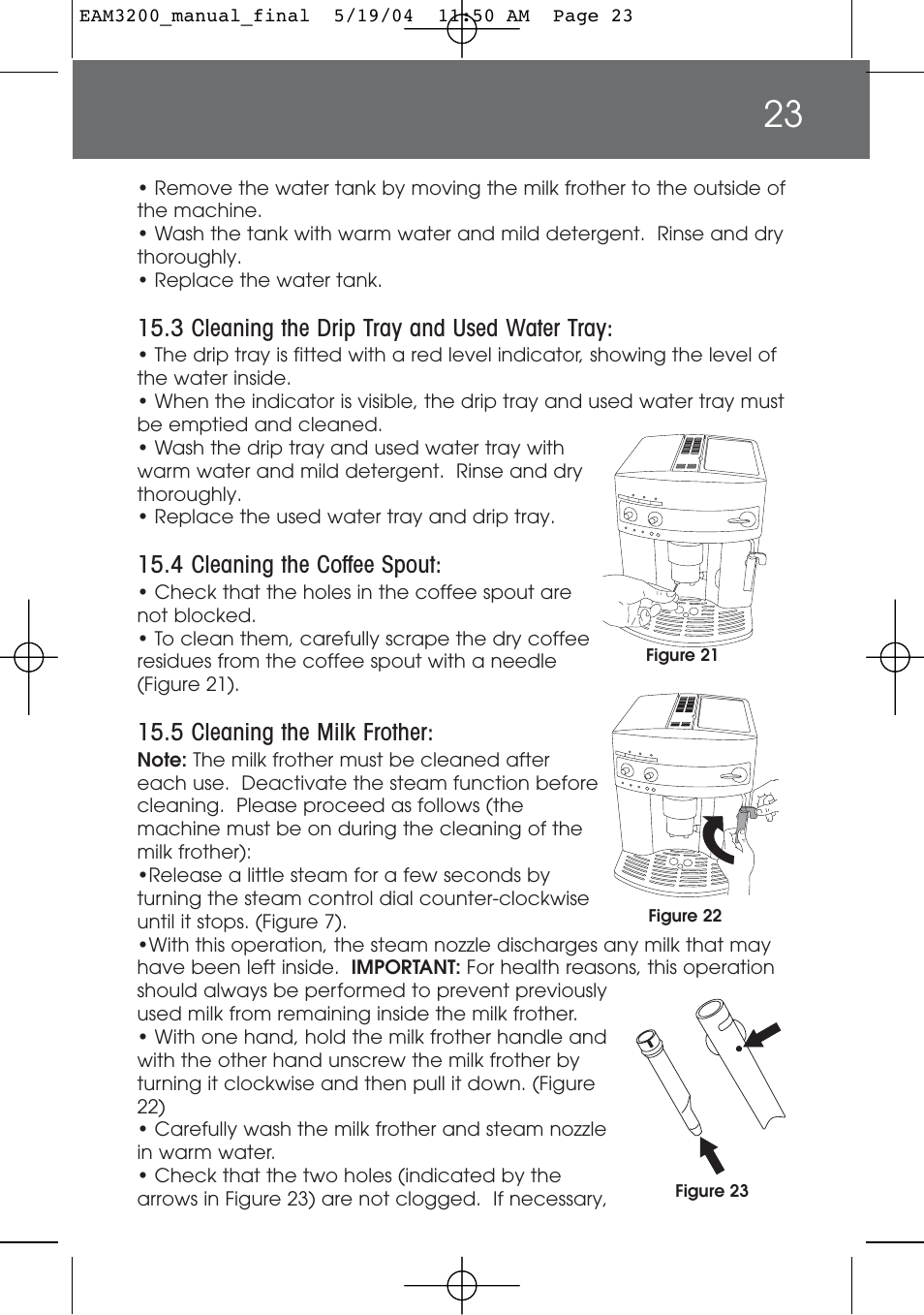 DeLonghi EAM3200 User Manual | Page 23 / 136