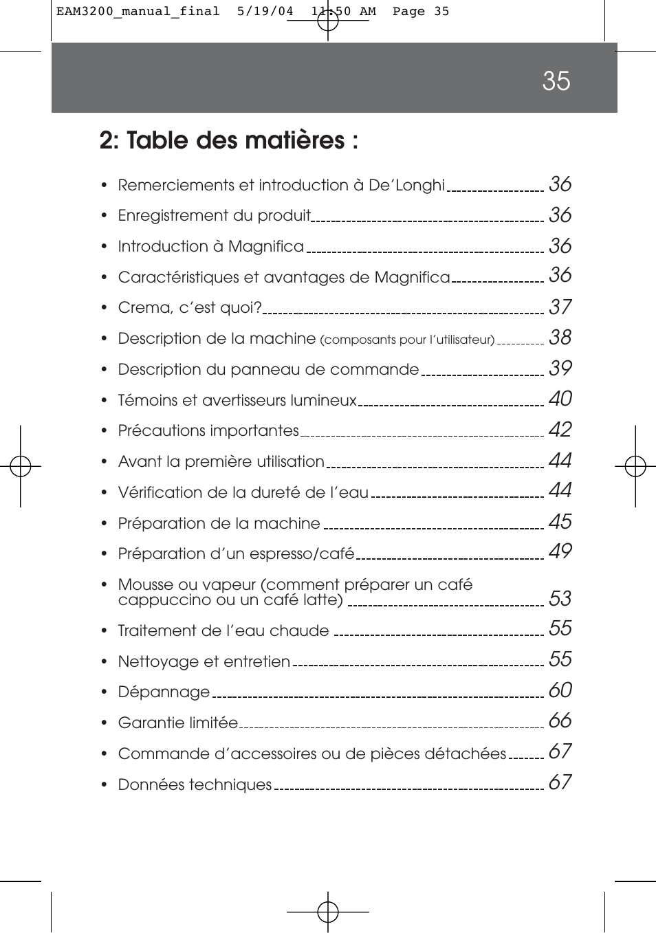 DeLonghi EAM3200 User Manual | Page 35 / 136