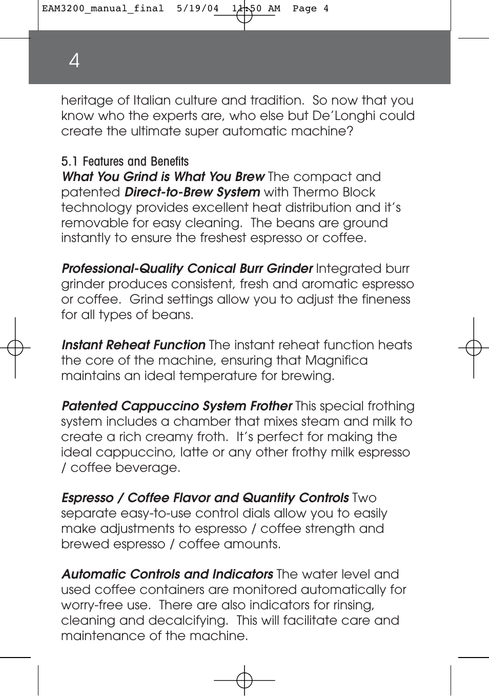 DeLonghi EAM3200 User Manual | Page 4 / 136